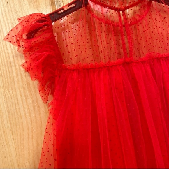 Storia Red Ruffled Tulle Dress - Picture 12 of 13